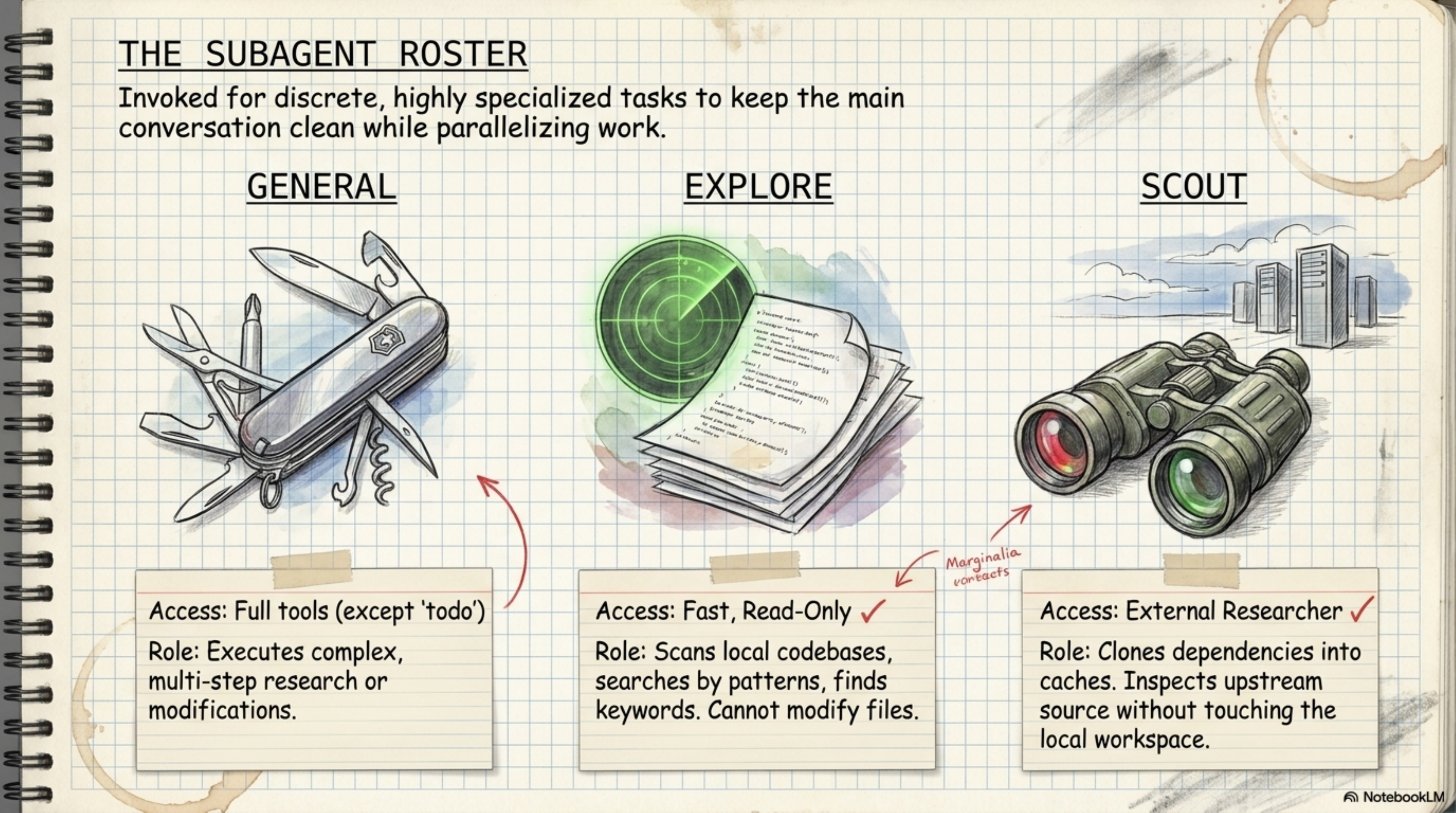 Subagent Roster — General, Explore, and Scout