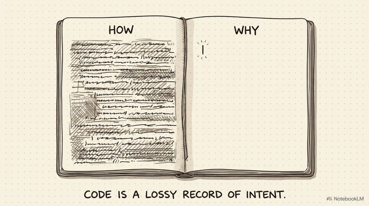 Code is a lossy record of intent